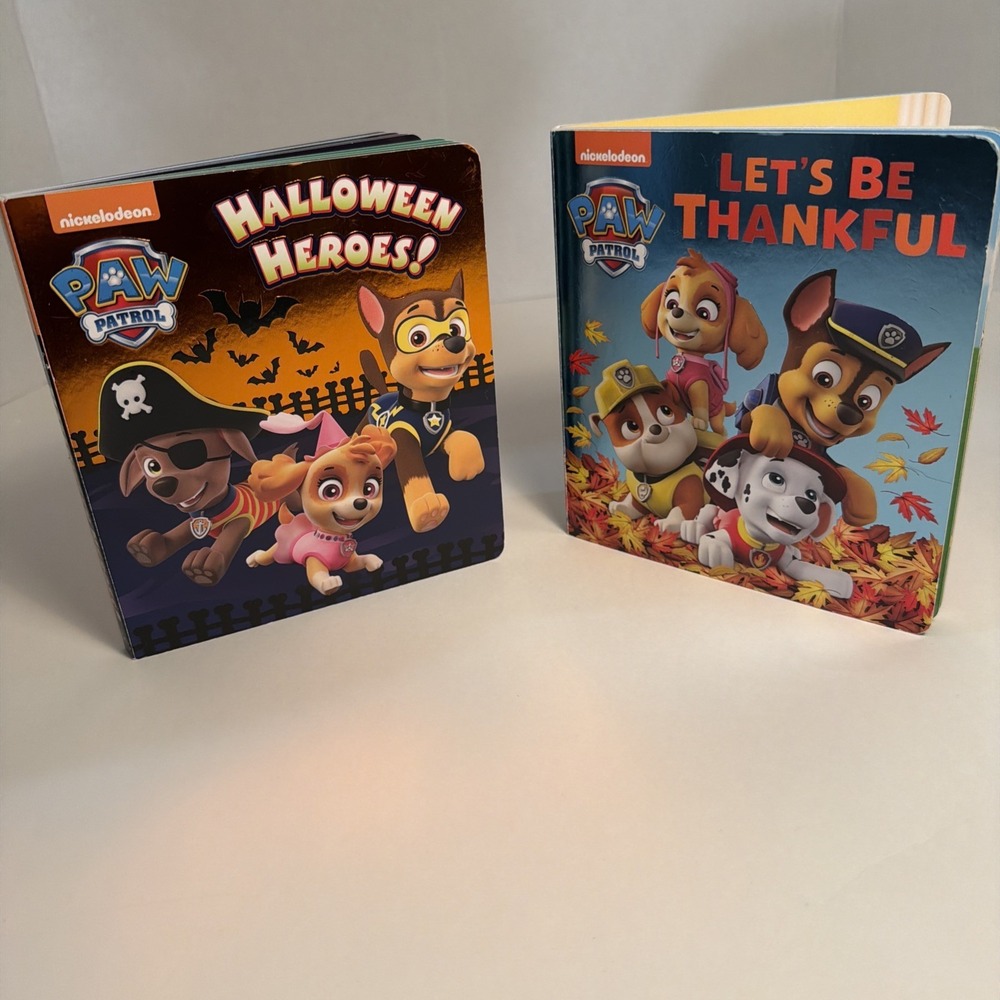 Lot of 2 paw patrol board books: Halloween & Thanksgiving Infant Holiday Toddler